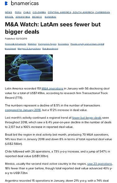 M&A Watch: LatAm sees fewer but bigger deals